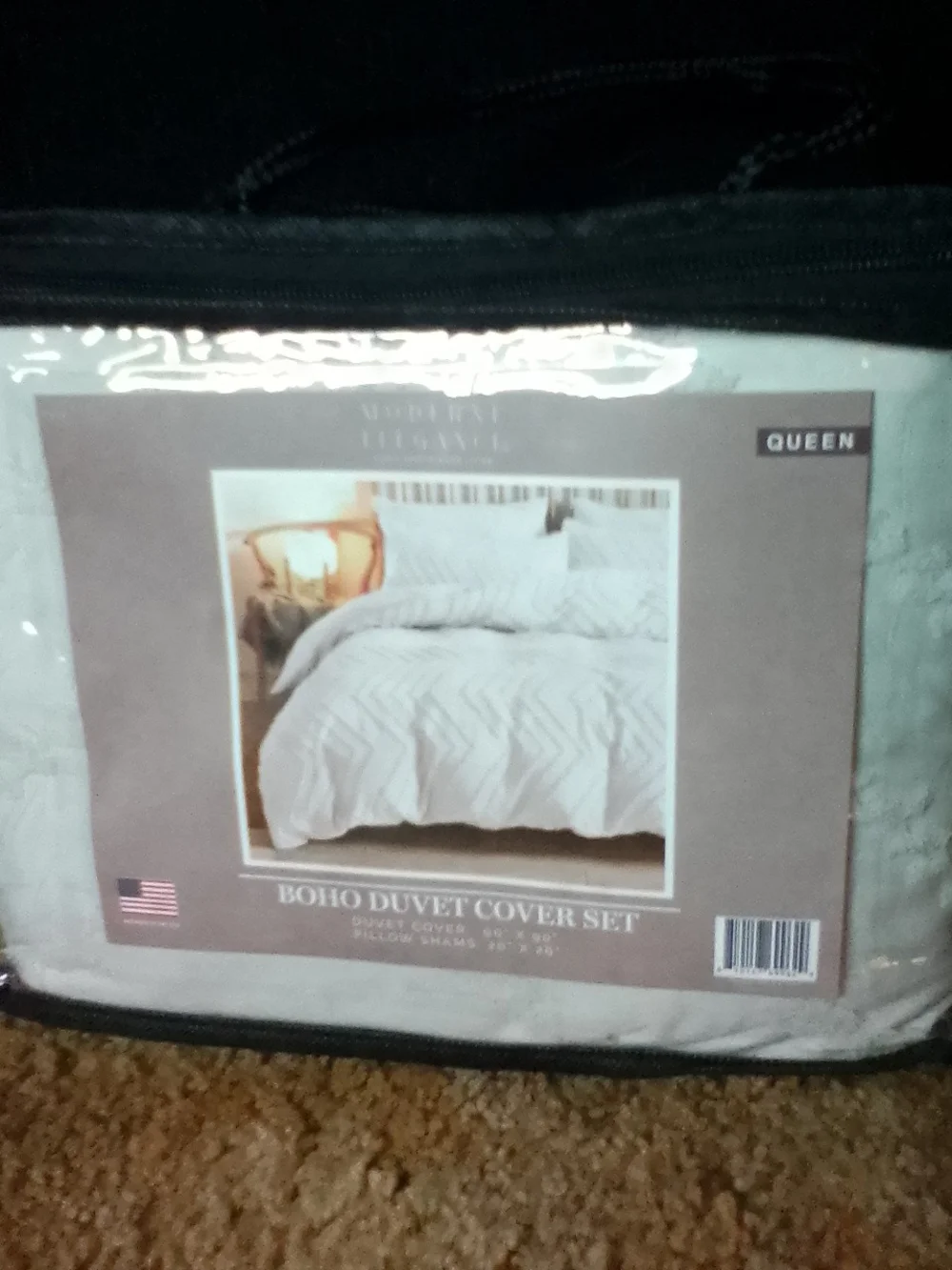 Boho Duvet Cover Set - Queen - White New